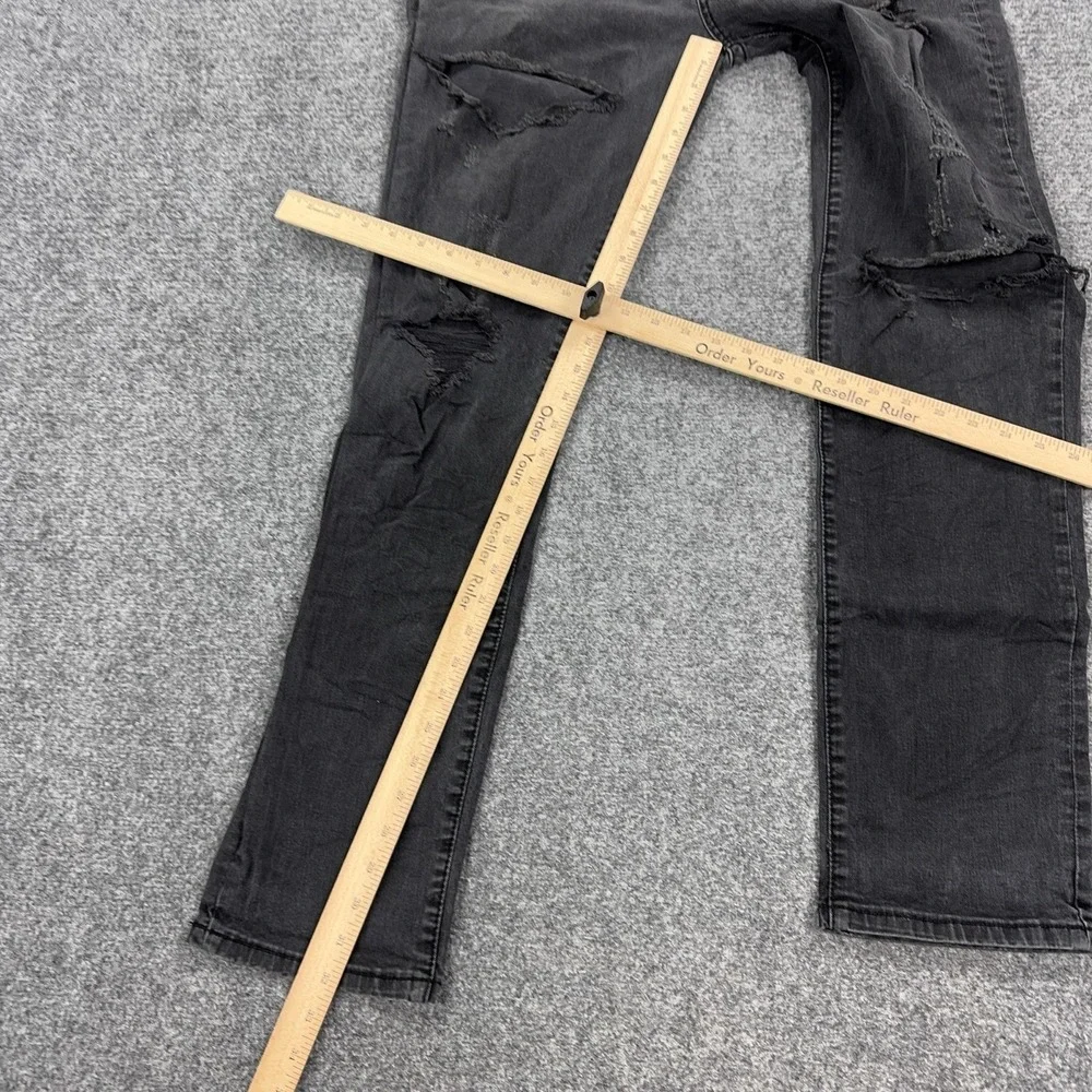True Religion Geno Flap Relaxed Slim Jeans Mens 34x32 Black Distressed Denim